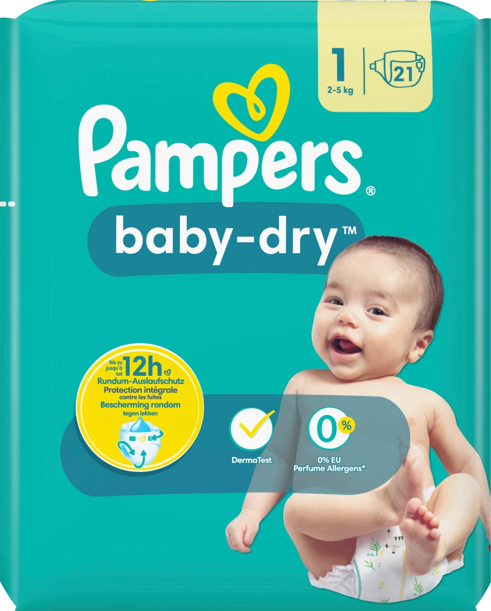 Pampers Couches Baby-Dry Taille 1 (2-5 kg) – Bébé Classique