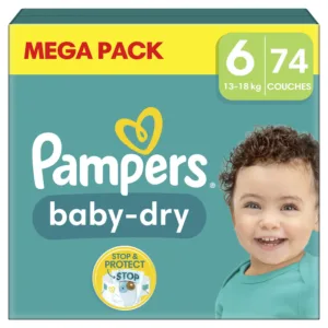 Pampers Couches Baby-Dry Taille 6 (13-18 kg) MEGA PACK