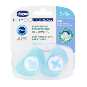 Chicco 2 Sucettes Physio Format Air en Silicone 0-6 M