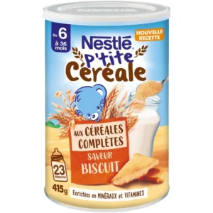 NESTLÉ P’tite Céréale Saveur Biscuit aux céréales complètes, 6 a 36 mois