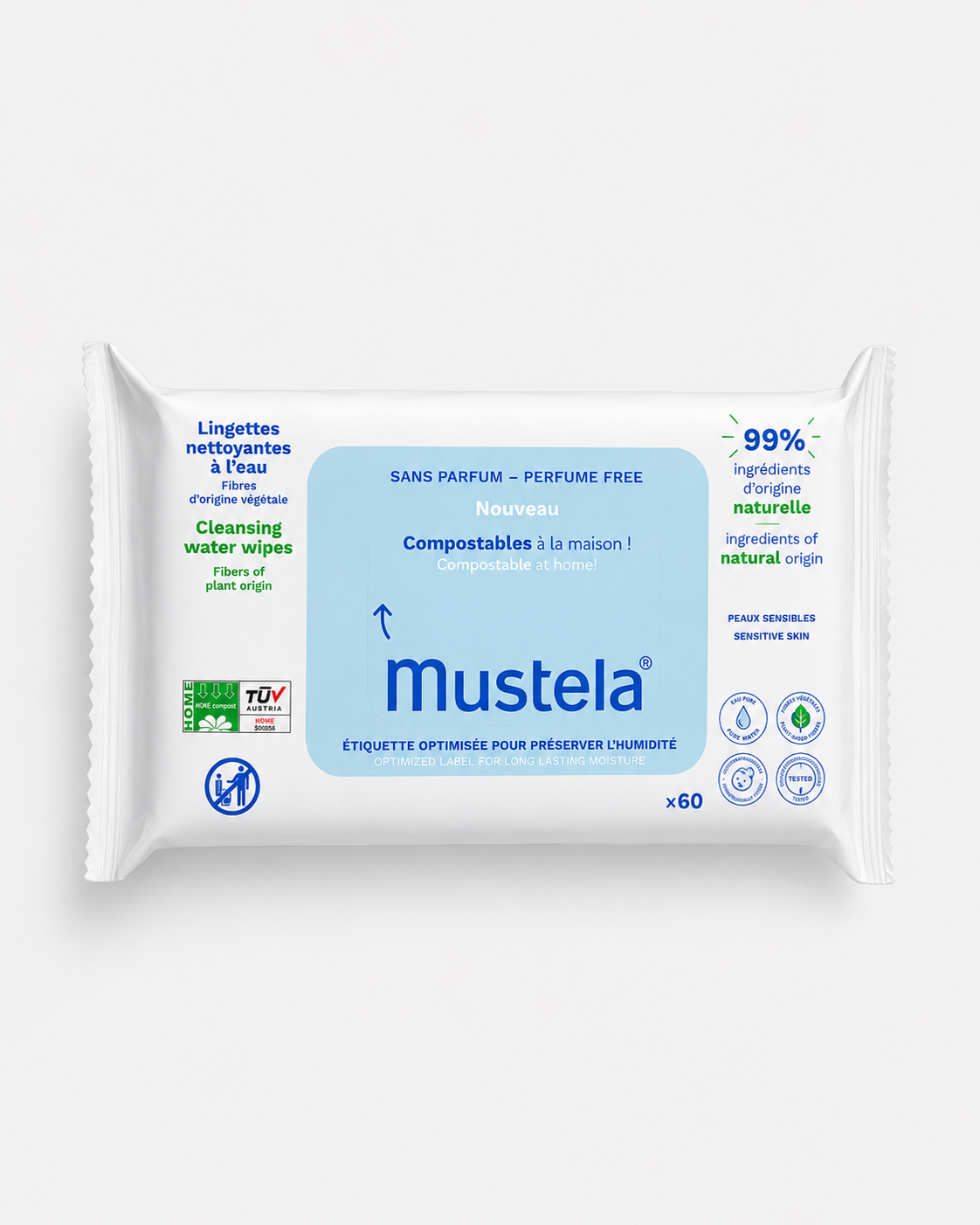 Mustela Lingettes de Coton Bio à l'Eau certifiées BIO