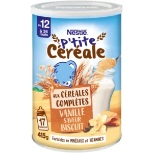 NESTLÉ P’tite Céréale Vanille Saveur Biscuit aux céréales complètes, 12 a 36 mois