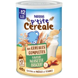 NESTLÉ P’tite Céréale Noisette Saveur Biscuit aux céréales complètes, 12 a 36 mois