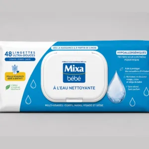 Mixa Bébé Lingettes Hypoallergénique à l’eau Nettoyante
