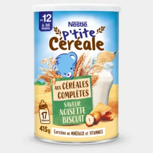 NESTLÉ P’tite Céréale Noisette Saveur Biscuit aux céréales complètes, 12 a 36 mois