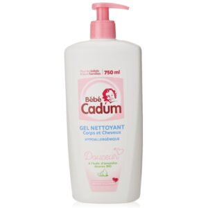 Bébé Cadum Gel Nettoyant Corps et Cheveux à l'Huile d'Amandes Douces Bio pour Bébé, 750ml