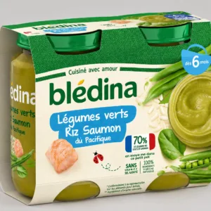 Blédina Petits pots - Légumes verts Riz Saumon du Pacifique 2x200g