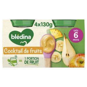 Blédina Compote Bébé dès 6 Mois Cocktail de Fruits 4X130g