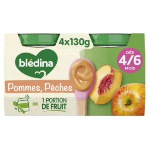 Blédina Compote Bébé dès 4-6 Mois Pomme Pêche 4X130g
