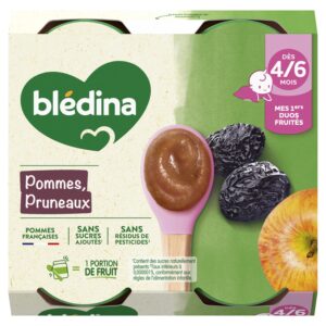 Blédina Compote Bébé dès 4-6 Mois Pommes Pruneaux 4X130g
