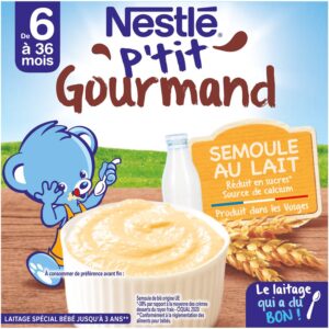 NESTLE P'tit Brassé Semoule au Lait -50% Sucres Ajoutés 6M+