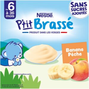 NESTLE P'tit Brassé Banane Pêche Sucres Ajoutés 6M+