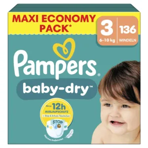 Pampers Couches Baby-Dry Taille 3 (6-10 kg) MAXI ECONOMY PACK