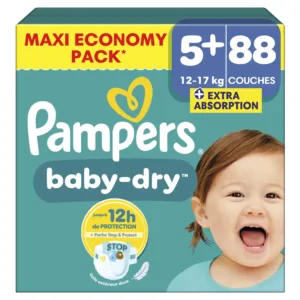 Pampers Couches Baby-Dry Taille 5+ (12-17 kg) MAXI ECONOMY PACK