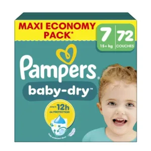 Pampers Couches Baby-Dry Taille 7 (15 kg+) MAXI ECONOMY PACK