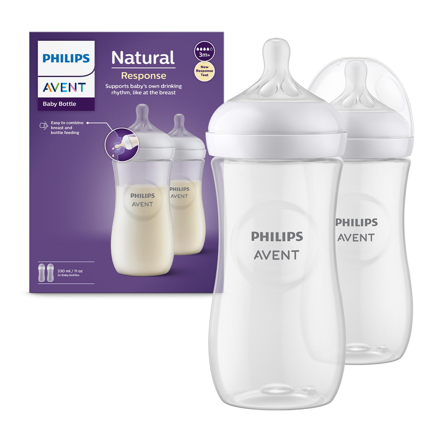 Avent Lot 2 Biberon Naturel En Plastique 330ml