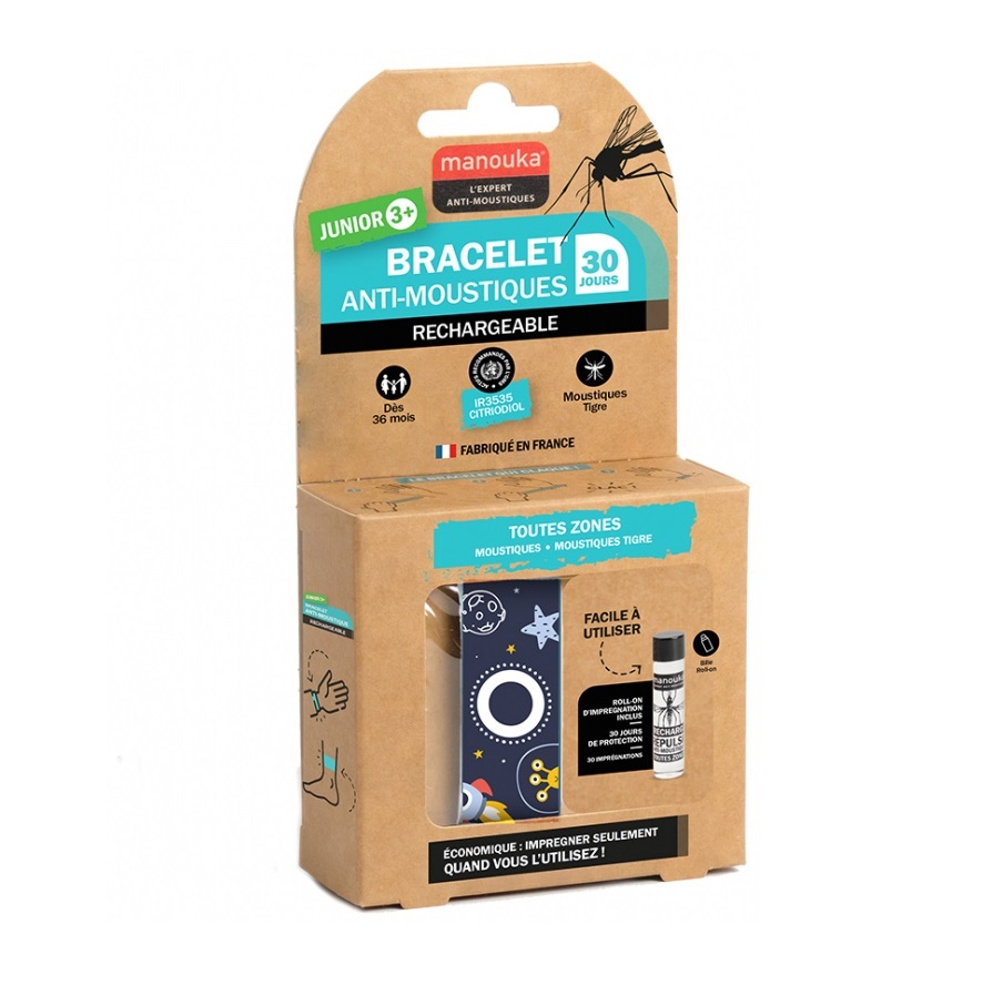 Manouka Bracelet Anti-Moustiques Junior + Recharge 6 ml 3 ANS+