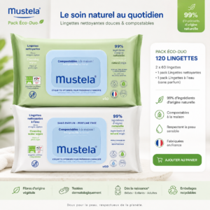 Mustela Pack Duo Mix – Lingettes Nettoyantes & Lingettes à l’Eau 2x60 Lingettes