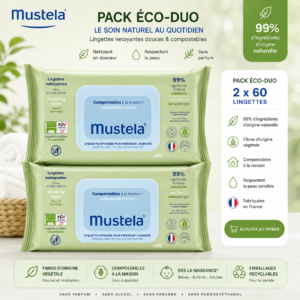 Mustela Pack Duo – Lingettes Nettoyantes 2x60 Lingettes