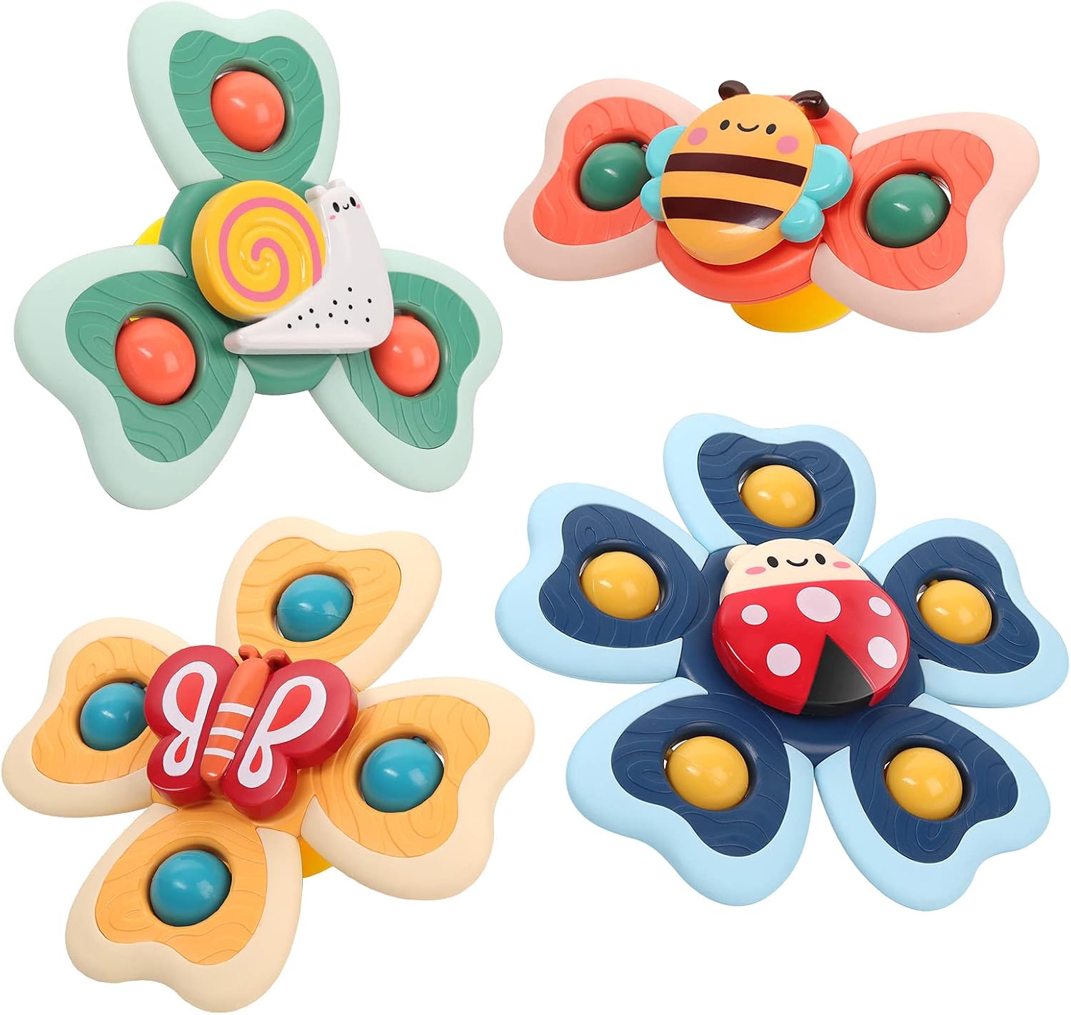 Jouets toupies à Ventouse pour bébés - 4 pièces