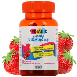 Pediakid 60 Gommes Vitamine D3 AROME NATUREL FRAISE
