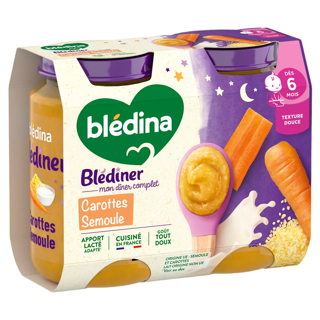Blédina Blédîner - Pots Carottes Semoule
