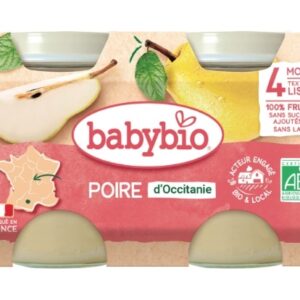 Babybio Compote Bébé dès 4 Mois Poire d'Occitanie 2x130g
