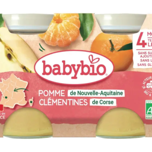 Babybio Compote Bébé dès 4 Mois Pomme et Clémentines de Nouvelle-Aquitaine 2x130g