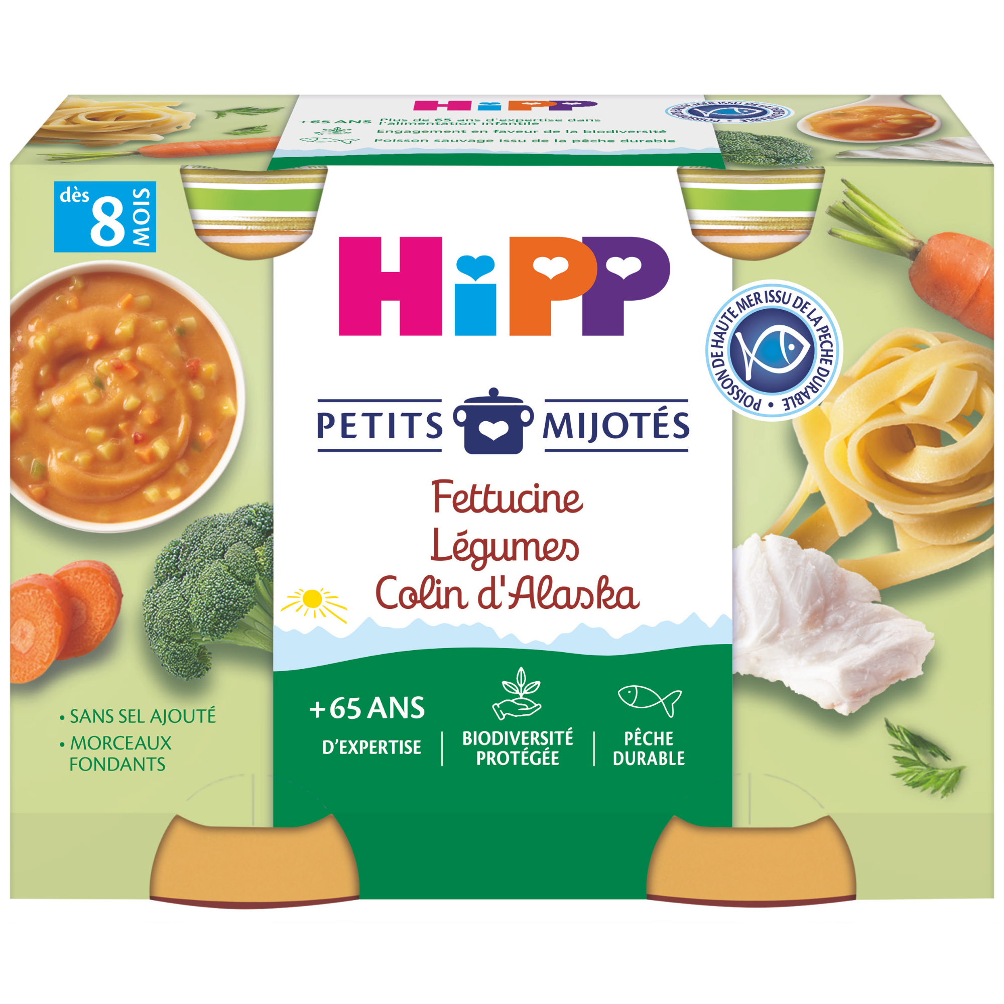 HiPP Compote Fettucine Légumes Colin d'Alaska 8mois+