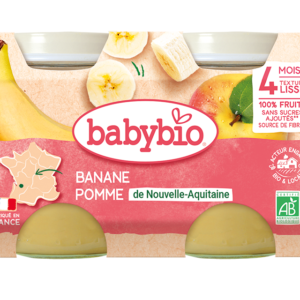 Babybio Compote Bébé dès 4 Mois Banane Pomme de Nouvelle-Aquitaine 2x130g