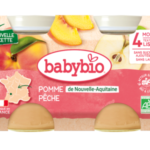 Babybio Compote Bébé dès 4 Mois Pêche Pomme de Nouvelle-Aquitaine 2x130g